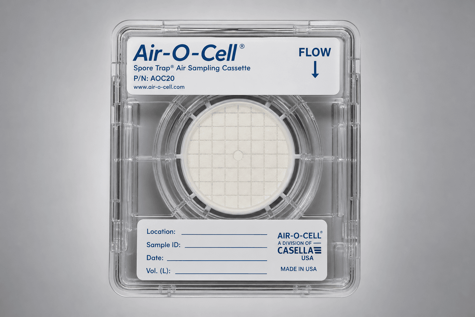 Individual Air-O-Cell spore trap air sample cassette